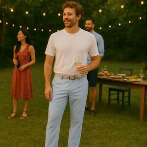 IZOD Men's Seersucker Golf Pants Straight Fit Blue & White Stripes Cotton 34x32